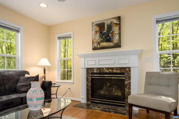 Fireplace, Interior, Recessed Lighting, Wood Texture Flooring