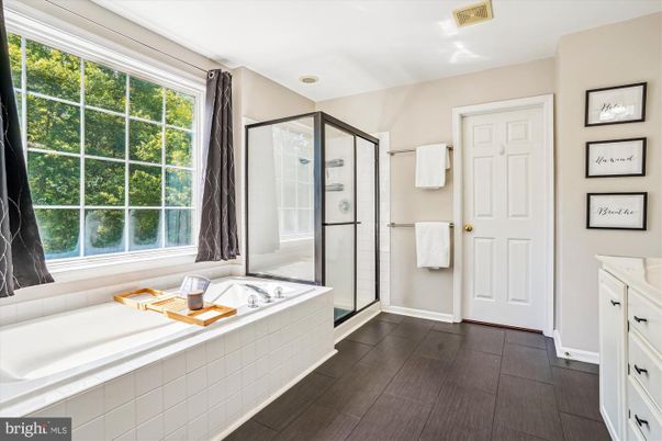 Bathroom, Glass Shower, Interior, Wood Texture Flooring