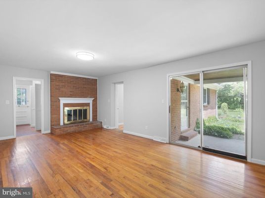 Empty room, Fireplace, Interior, Stone Walls, Wood Texture Flooring