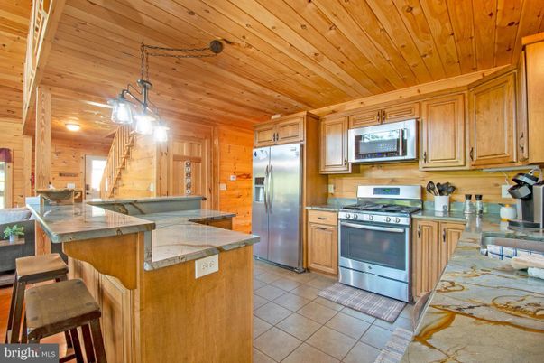 Interior, Kitchen, Pendant Lights, Stainless Steel Appliances, Wooden Ceilings, Wooden Walls