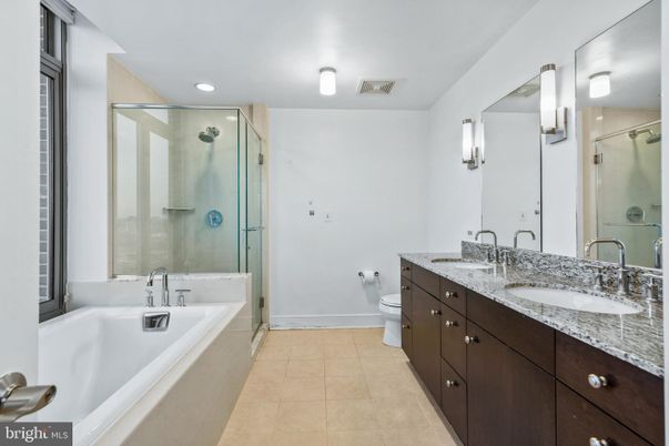 Bathroom, Dual Sink Vanities, Glass Shower, Interior, Recessed Lighting