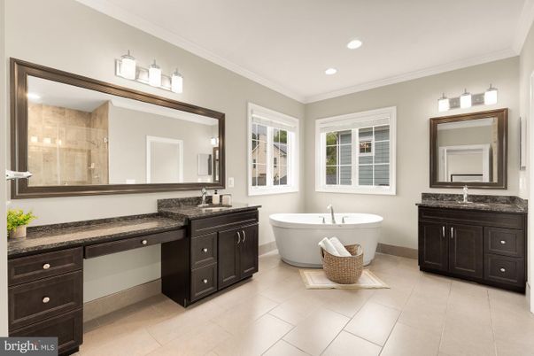 Bathroom, Dual Sink Vanities, Free Standing Baths, Interior, Recessed Lighting