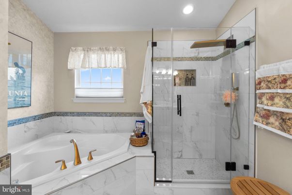 Bathroom, Glass Shower, Interior, Marble Walls, Recessed Lighting