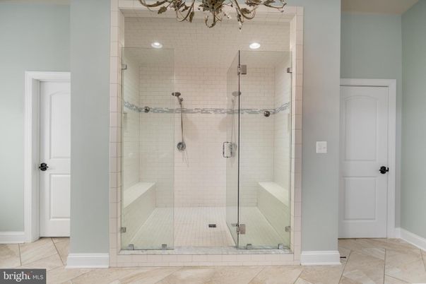 Bathroom, Glass Shower, Interior, Recessed Lighting