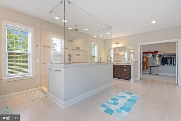 Bathroom, Dual Sink Vanities, Glass Shower, Interior, Recessed Lighting