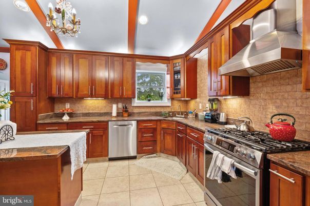 Interior, Kitchen, Recessed Lighting, Stainless Steel Appliances, Stone Walls
