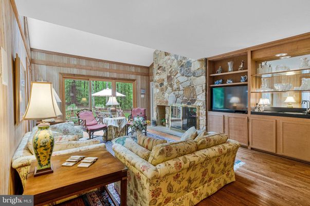 Fireplace, Interior, Living room, Stone Walls, Wood Texture Flooring