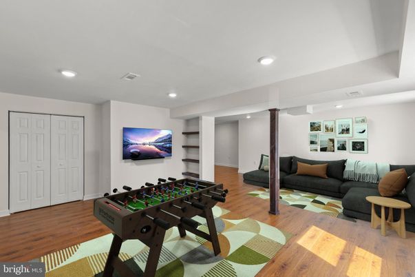 Game Room, Interior, Recessed Lighting, Wood Texture Flooring