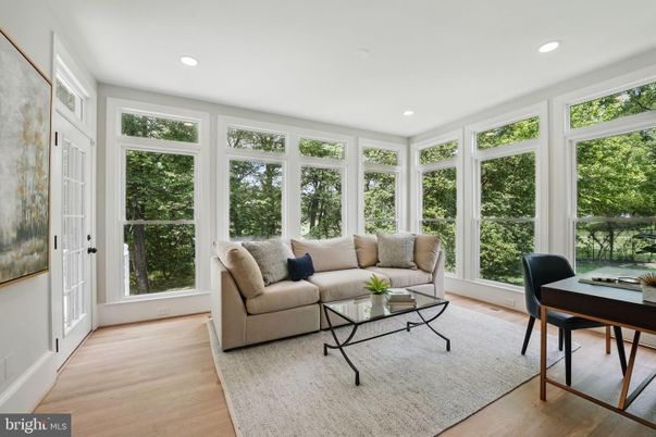 Home Office, Interior, Living room, Recessed Lighting, Sun Room, Wood Texture Flooring