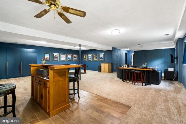 Billiard Table, Game Room, Interior, Recessed Lighting, Wood Texture Flooring