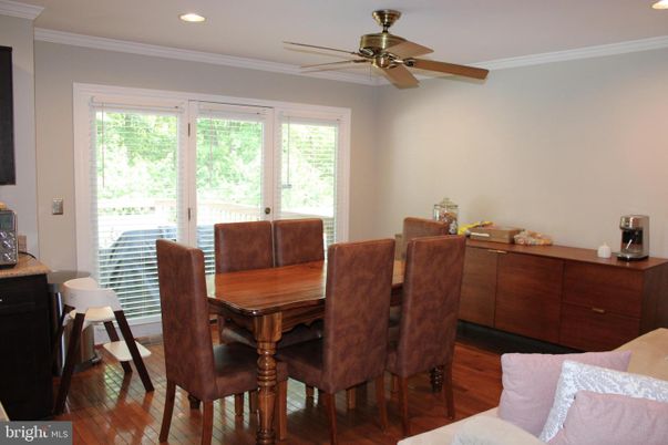 Dining room, Interior, Recessed Lighting, Wood Texture Flooring