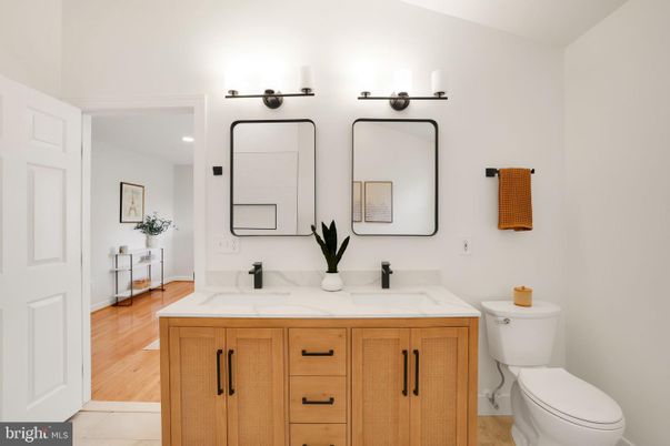 Bathroom, Dual Sink Vanities, Interior, Wood Texture Flooring