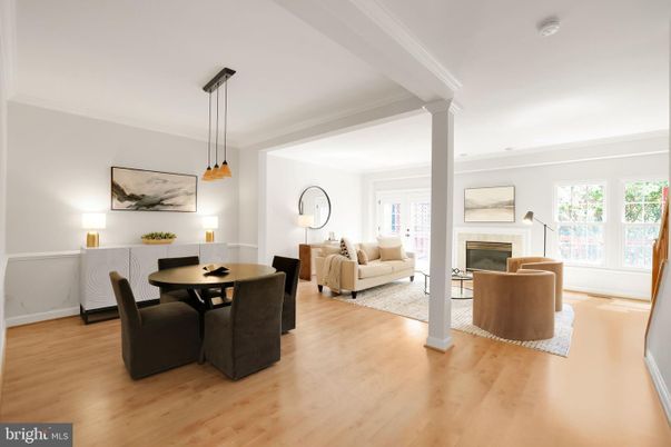 Dining room, Fireplace, Interior, Living room, Pendant Lights, Wood Texture Flooring