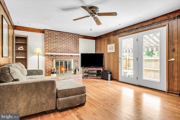 Fireplace, Interior, Living room, Stone Walls, Wood Texture Flooring