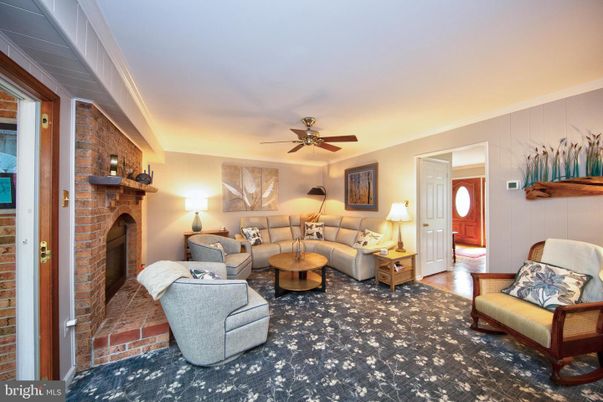 Fireplace, Interior, Living room, Stone Walls, Wood Texture Flooring