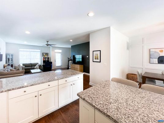 Interior, Kitchen, Living room, Recessed Lighting, Wood Texture Flooring