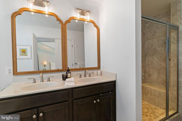 Bathroom, Dual Sink Vanities, Glass Shower, Interior