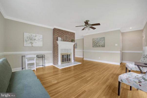 Fireplace, Interior, Recessed Lighting, Stone Walls, Wood Texture Flooring