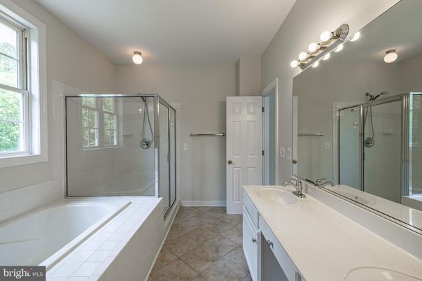 Bathroom, Dual Sink Vanities, Glass Shower, Interior, Tile Countertops