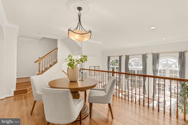 Dining room, Interior, Pendant Lights, Recessed Lighting, Wood Texture Flooring