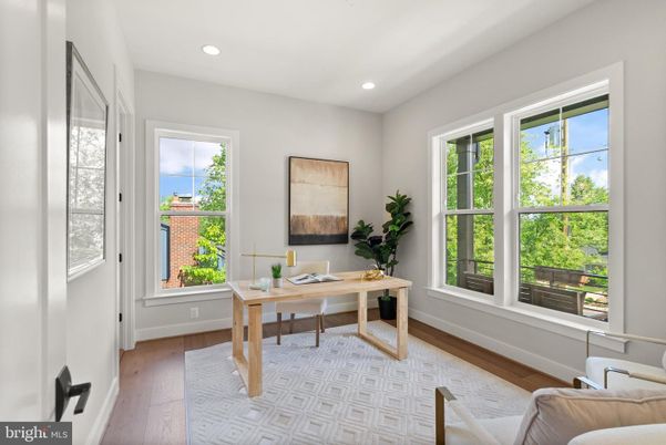 Home Office, Interior, Recessed Lighting, Wood Texture Flooring
