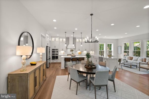 Dining room, Interior, Kitchen, Living room, Pendant Lights, Recessed Lighting, Stainless Steel Appliances, Wood Texture Flooring