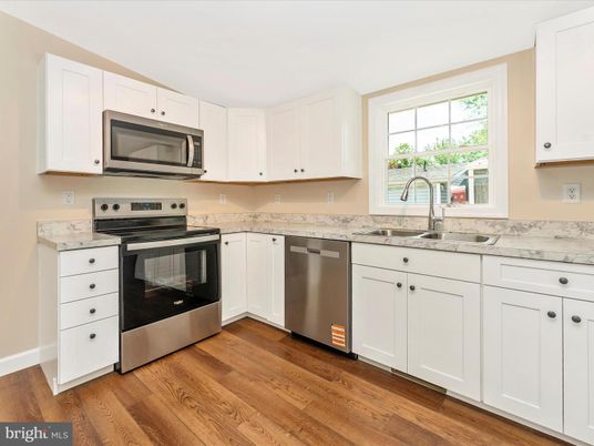 Interior, Kitchen, Stainless Steel Appliances, Wood Texture Flooring