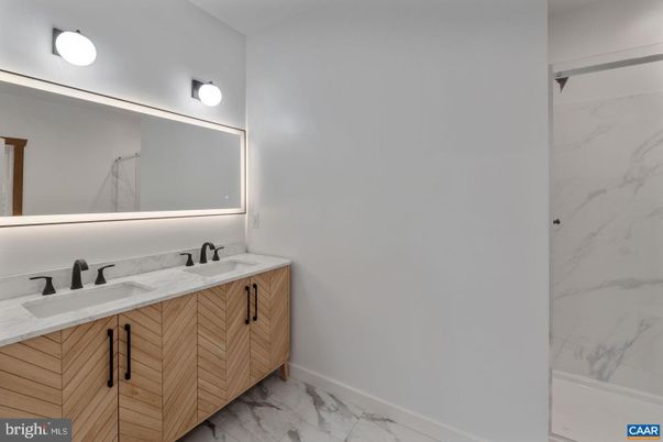 Bathroom, Dual Sink Vanities, Interior, Marble, Marble Walls