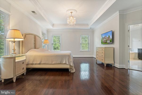 Bedroom, Chandelier, Interior, Wood Texture Flooring