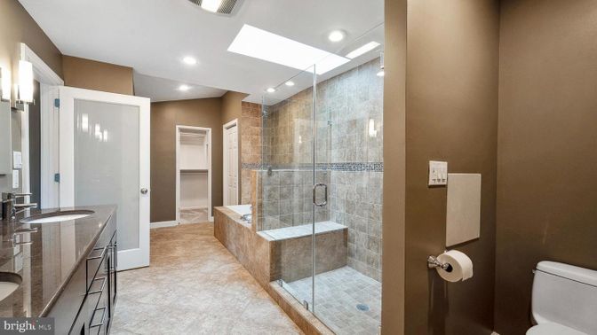 Bathroom, Glass Shower, Interior, Recessed Lighting