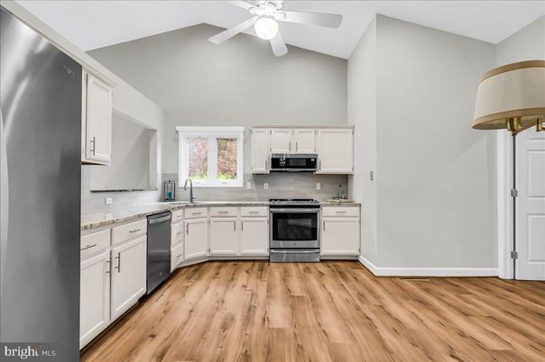 Interior, Kitchen, Stainless Steel Appliances, Wood Texture Flooring
