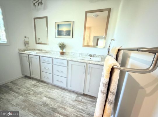 Bathroom, Dual Sink Vanities, Interior, Wood Texture Flooring