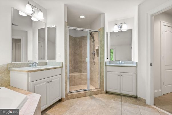 Bathroom, Dual Sink Vanities, Glass Shower, Interior, Recessed Lighting