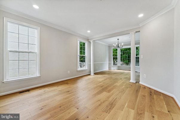 Empty room, Interior, Pendant Lights, Recessed Lighting, Wood Texture Flooring