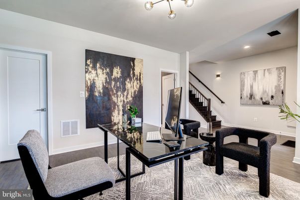 Home Office, Interior, Recessed Lighting, Wood Texture Flooring