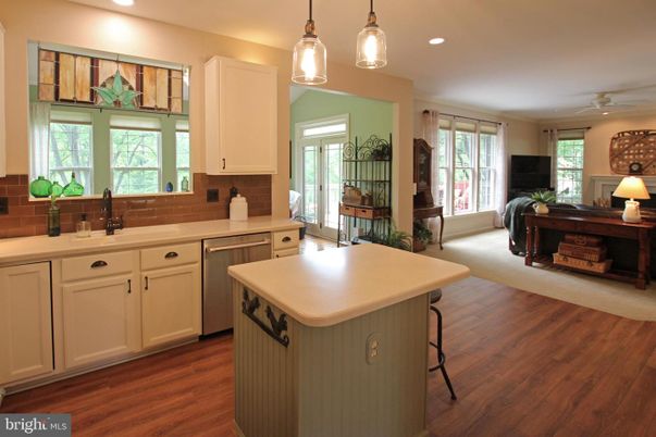 Interior, Kitchen, Pendant Lights, Recessed Lighting, Wood Texture Flooring