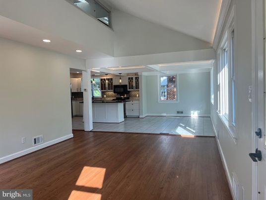 Interior, Kitchen, Pendant Lights, Recessed Lighting, Wood Texture Flooring