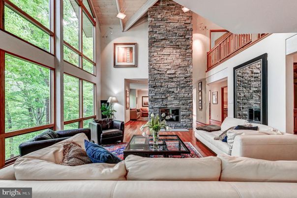 Fireplace, Interior, Living room, Stone Walls, Wood Texture Flooring