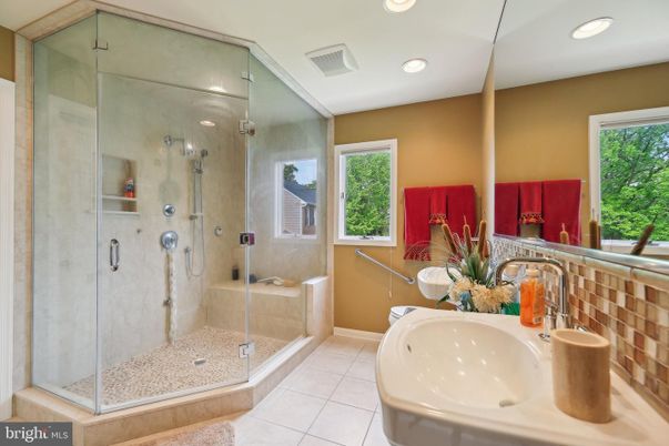 Bathroom, Glass Shower, Interior, Recessed Lighting