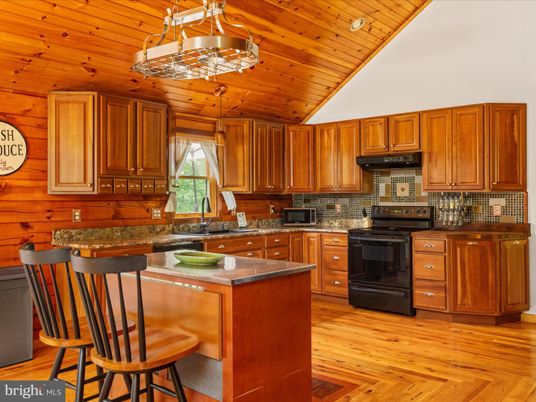 Chandelier, Interior, Kitchen, Wooden Ceilings, Wood Texture Flooring