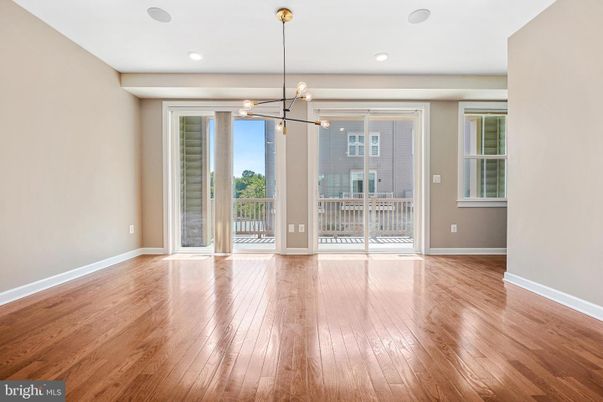 Empty room, Interior, Pendant Lights, Recessed Lighting, Wood Texture Flooring