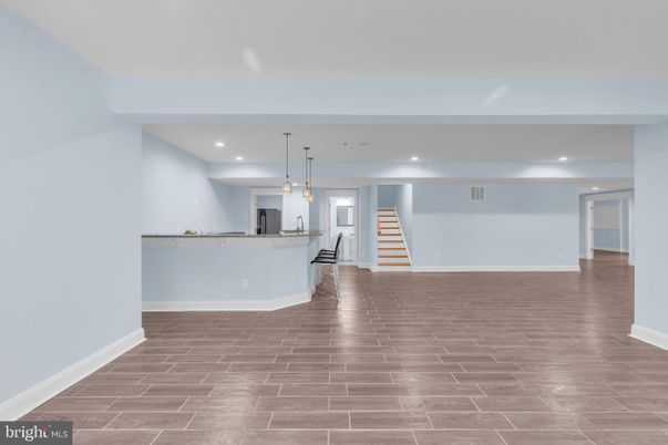 Interior, Kitchen, Pendant Lights, Recessed Lighting, Wood Texture Flooring