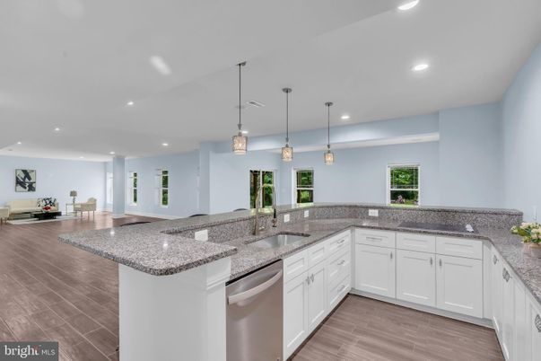 Interior, Kitchen, Pendant Lights, Recessed Lighting, Wood Texture Flooring