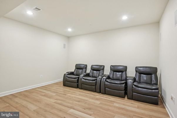 Home Theatre Room, Interior, Recessed Lighting, Theatre Room, Wood Texture Flooring