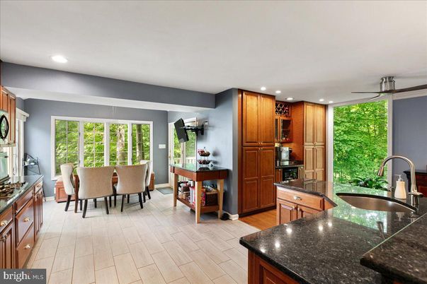 Dining room, Interior, Kitchen, Recessed Lighting, Wood Texture Flooring
