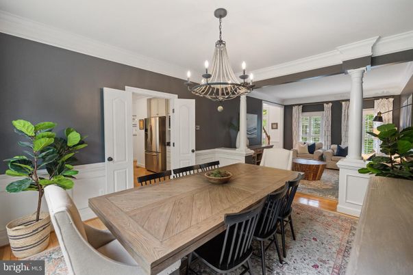Chandelier, Dining room, Interior, Kitchen, Living room, Wood Texture Flooring
