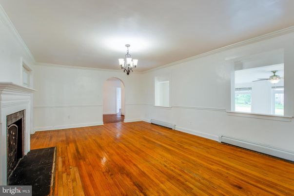 Chandelier, Empty room, Fireplace, Interior, Wood Texture Flooring
