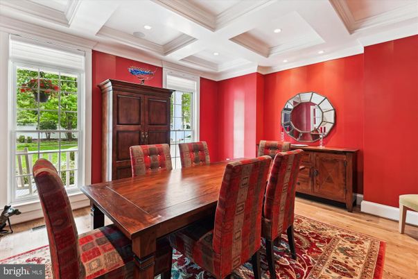 Dining room, Interior, Recessed Lighting, Wood Texture Flooring