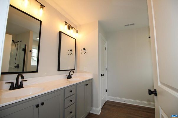Bathroom, Dual Sink Vanities, Interior, Wood Texture Flooring