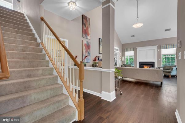Fireplace, Interior, Pendant Lights, Wood Texture Flooring
